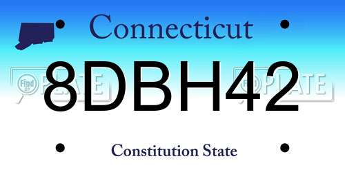 8DBH42 Connecticut License Plate