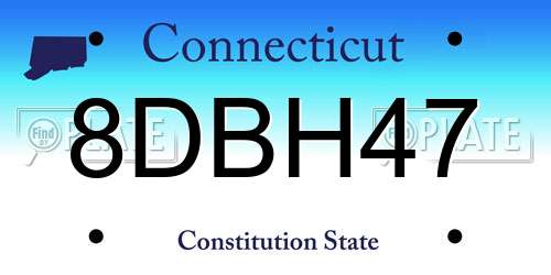 8DBH47 Connecticut License Plate