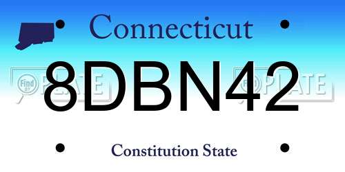 8DBN42 Connecticut License Plate