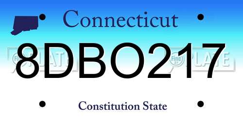 8DBO217 Connecticut License Plate
