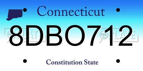 8DBO712 Connecticut License Plate