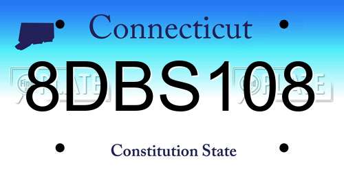 8DBS108 Connecticut License Plate