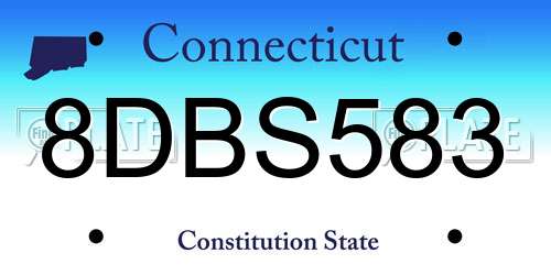 8DBS583 Connecticut License Plate