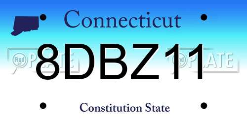 8DBZ11 Connecticut License Plate