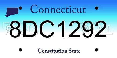 8DC1292 Connecticut License Plate
