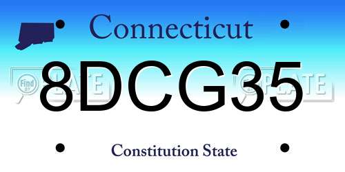 8DCG35 Connecticut License Plate