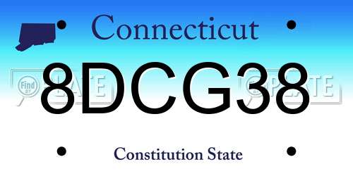 8DCG38 Connecticut License Plate
