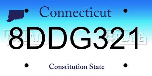 8DDG321 Connecticut License Plate
