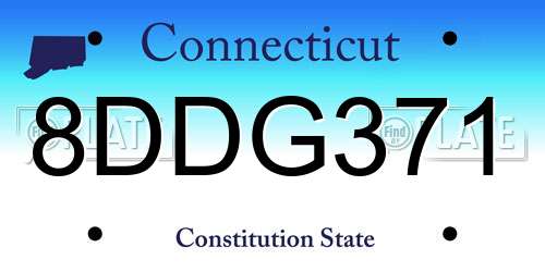 8DDG371 Connecticut License Plate