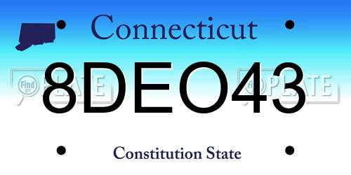 8DEO43 Connecticut License Plate
