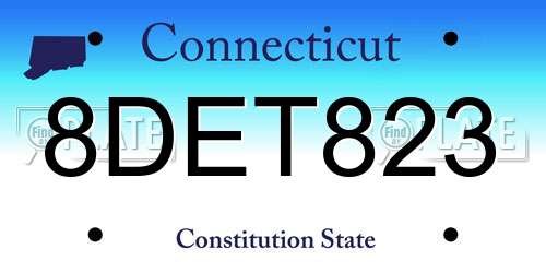 8DET823 Connecticut License Plate