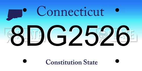 8DG2526 Connecticut License Plate