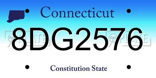 8DG2576 Connecticut License Plate