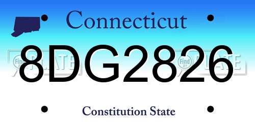 8DG2826 Connecticut License Plate
