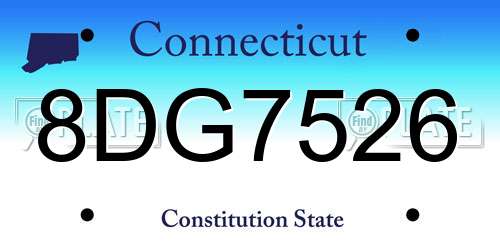8DG7526 Connecticut License Plate