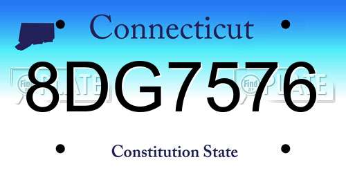 8DG7576 Connecticut License Plate