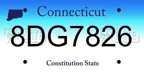 8DG7826 Connecticut License Plate