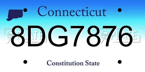 8DG7876 Connecticut License Plate