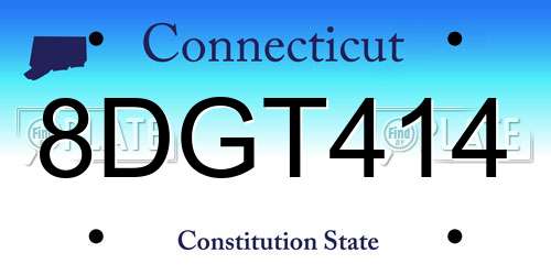8DGT414 Connecticut License Plate