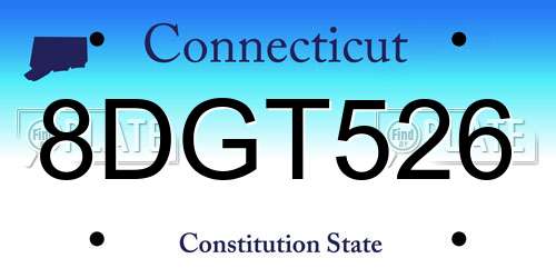 8DGT526 Connecticut License Plate