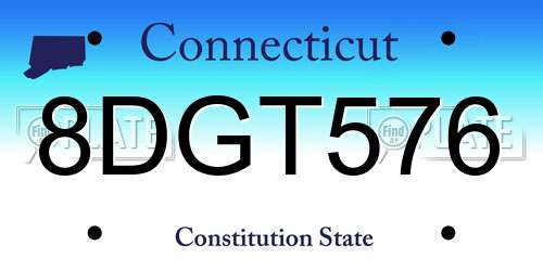 8DGT576 Connecticut License Plate
