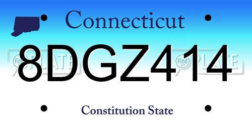8DGZ414 Connecticut License Plate