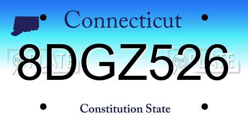 8DGZ526 Connecticut License Plate