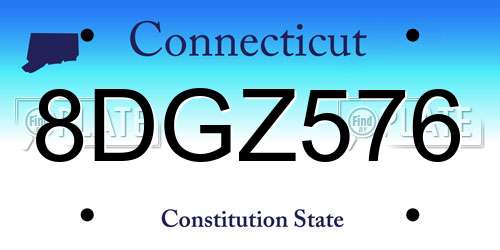 8DGZ576 Connecticut License Plate