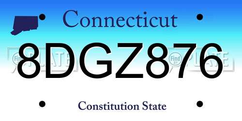 8DGZ876 Connecticut License Plate