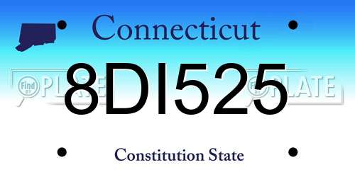 8DI525 Connecticut License Plate