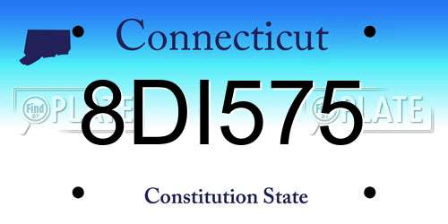 8DI575 Connecticut License Plate