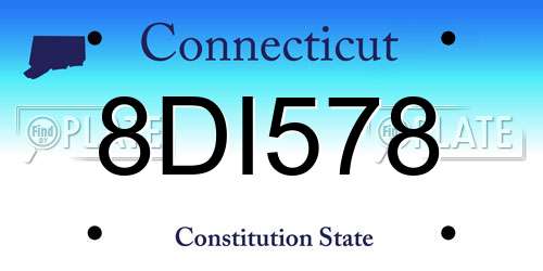 8DI578 Connecticut License Plate