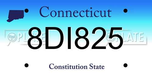 8DI825 Connecticut License Plate