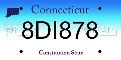 8DI878 Connecticut License Plate