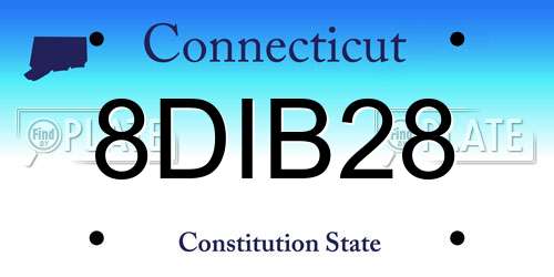 8DIB28 Connecticut License Plate