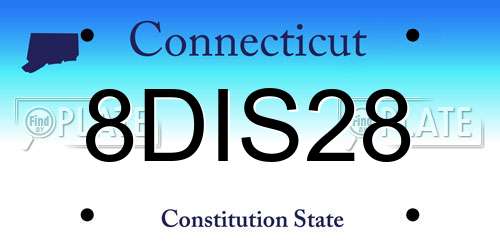 8DIS28 Connecticut License Plate
