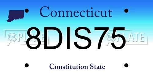 8DIS75 Connecticut License Plate