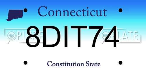 8DIT74 Connecticut License Plate