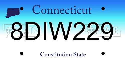 8DIW229 Connecticut License Plate