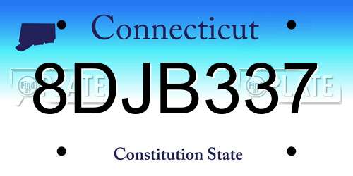 8DJB337 Connecticut License Plate