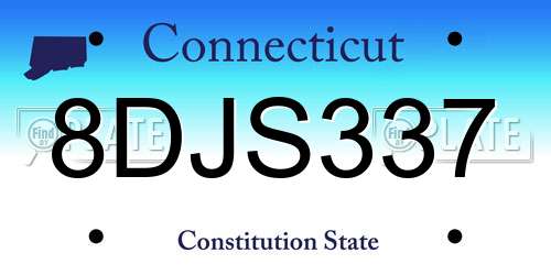 8DJS337 Connecticut License Plate