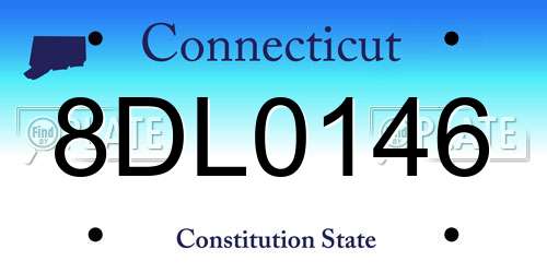 8DL0146 Connecticut License Plate