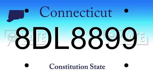8DL8899 Connecticut License Plate