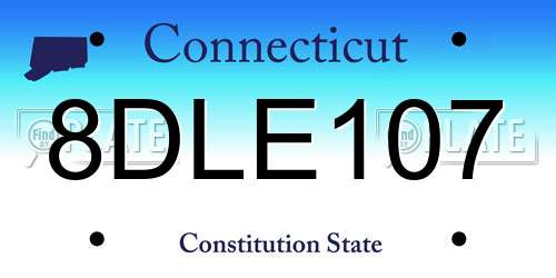 8DLE107 Connecticut License Plate