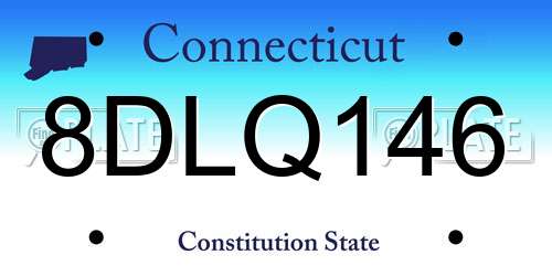 8DLQ146 Connecticut License Plate