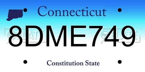 8DME749 Connecticut License Plate