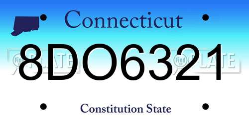 8DO6321 Connecticut License Plate