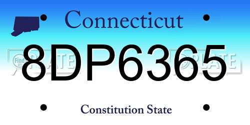 8DP6365 Connecticut License Plate