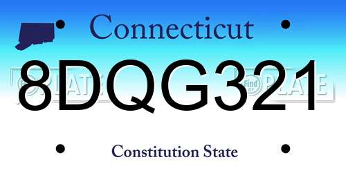 8DQG321 Connecticut License Plate