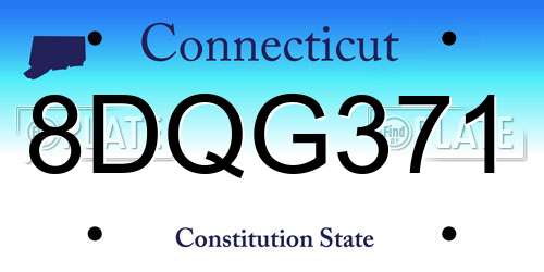 8DQG371 Connecticut License Plate
